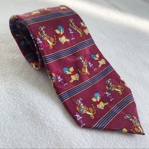 Winnie the Pooh 100 Acre Collection 100% Silk Tie Red Cranberry 59”